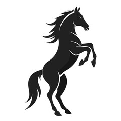 Obraz premium Rearing horse dramatic pose powerful stallion silhouette illustration