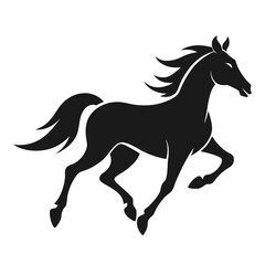 Fototapeta premium Running horse with extended legs dynamic equine motion silhouette illustration