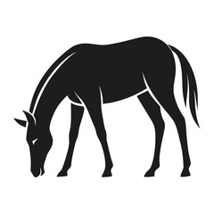 Obraz premium Grazing horse head down peaceful farm animal silhouette illustration