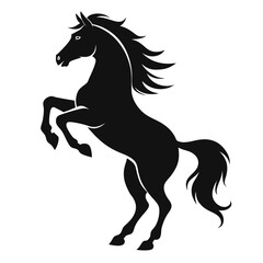 Obraz premium Rearing stallion horse silhouette with raised front legs dynamic equine power symbol for logo design