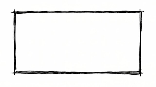 Animated frame drawing progression: pencil sketch evolves into full square outline