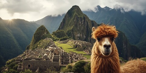 Obraz premium Ancient Incan site surrounded by lush greenery, emphasizing cultural heritage and erosion risk