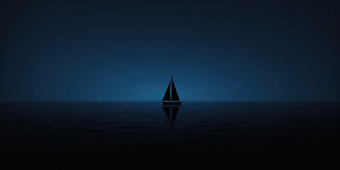 Sailing boat silhouette over dark water and sky, highlighting contrast and simplicity, World Maritime Day
