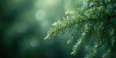 Close-up of a Thuja branch highlighting needle textures for plant identification or botanical layout