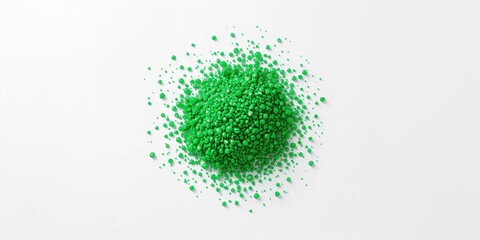 Plastic masterbatch, polymer pigment pellets in vibrant green shades designed for plastic production, industrial material highlighted for sustainability awareness