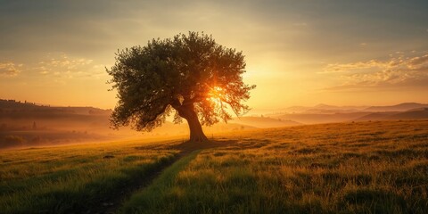Naklejka premium Olive grove in Alta Maremma, highlighting sustainable agriculture, panoramic landscape of Casale Marittimo with distant sea, Tuscany region, Italy Europe