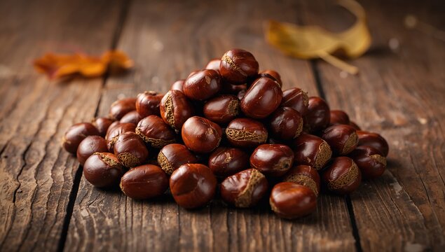 Close-up of ripe chestnuts in a heap, illustrating harvest readiness during autumn