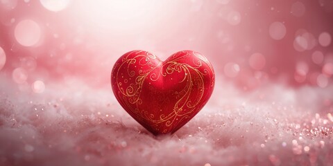 Fototapeta premium Valentineâ€™s Day chocolate box with heart motif, focusing on romantic gift packaging