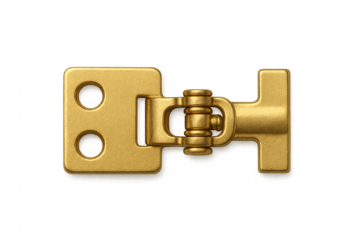 Golden metal latch mechanism on transparent background