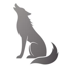 Elegant Sitting Wolf Silhouette Wolf Silhouette Vector Illustration