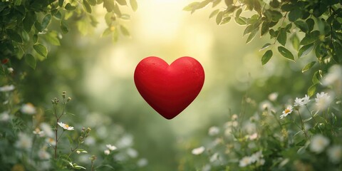 Love heart shape on outdoor setting, highlighting seasonal expressions of affection