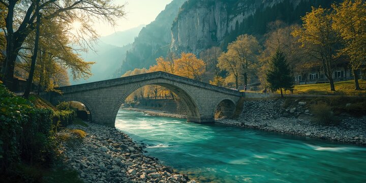 The historic Ponte dei Salti crossing the Versasca river, emphasizing maintenance, Italy