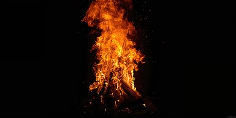 Fire viewed from a broad perspective on a dark backdrop, highlighting thermal energy and safety protocols