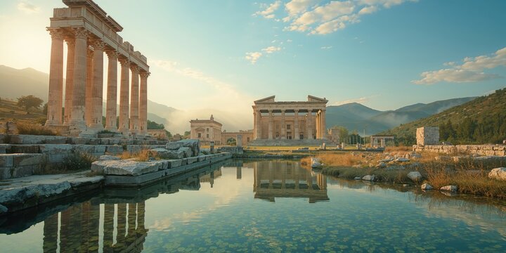 Ancient Temple of Artemis remains in Sardes, highlighting historical architecture and archaeological exploration, cultural heritage preservation