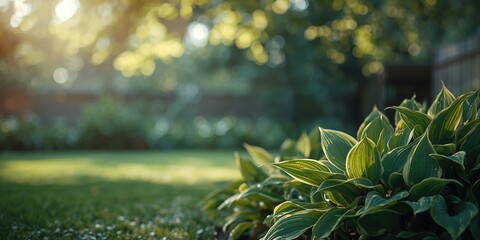 Hosta plant, or Funkia, with broad leaves, used as ornamental foliage in shade gardens