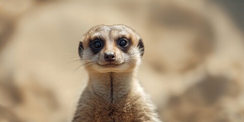 Fototapeta premium Detailed shot of a meerkat within a zoo habitat focusing on animal monitoring and enclosure safety