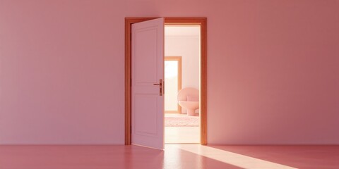 Room with open door, serving as an architectural feature accessibility or transition