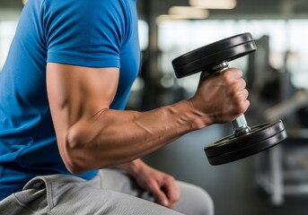 Close Up of Man Holding Dumbbell During Strength Training