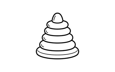 Simple line drawing of a stacking ring toy with a rounded top piece