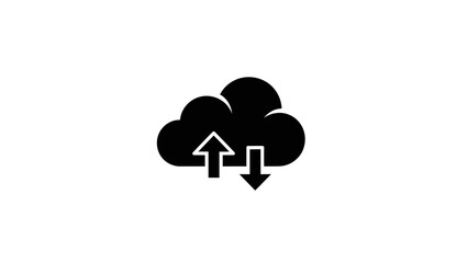 Obraz premium Cloud icon with upload and download arrows.