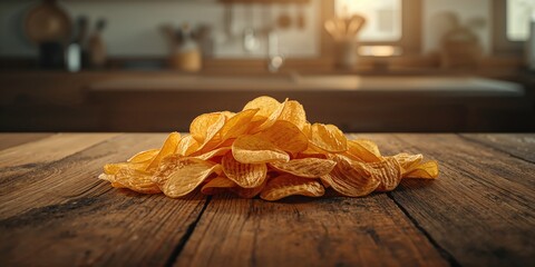 Close-up of potato chips stacked on a plate, emphasizing crispness for food quality check