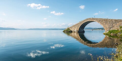 Stone bridge over calm water, architectural preservation, World Heritage Day