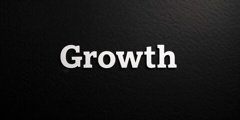Obraz premium White lettering spelling growth on a black felt board background, business progress and development