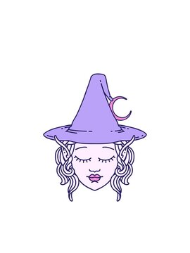 blinking radial lines animation of Retro Tattoo Style elf mage character face