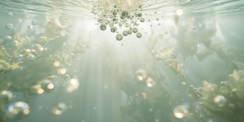 Underwater-inspired digital graphic featuring moving bubbles in neutral tones, designed for layout backgrounds