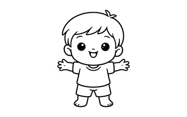 Obraz premium Cute cartoon boy with arms open wide, ready for a hug