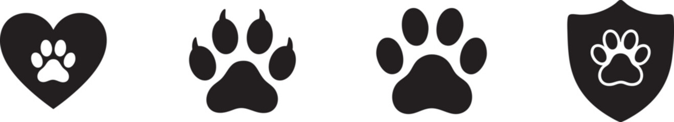 Dog & Cat Paw Icons – Minimal Animal Footprint Symbol Set © Hasan