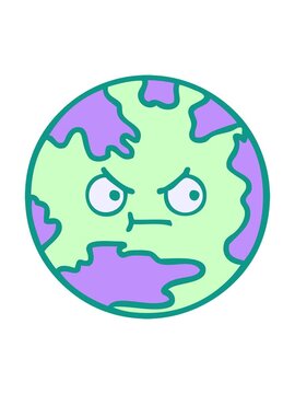 bobbing motion animation of cute cartoon of a planet earth in bright glow color