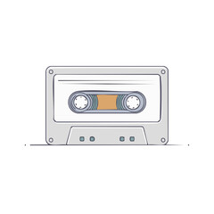 Obraz premium Minimalist Audio Cassette Illustration Classic 80s 90s Tech Listening Music