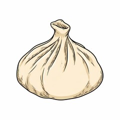 Classic Georgian dumpling centered against a white background, with visible folds and delicate dough texture captured in detail