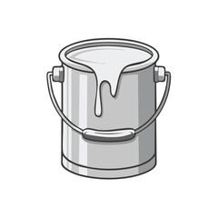 A Paint Bucket with Dripping White Paint Represents Home Improvement Supplies and Painting Projects.