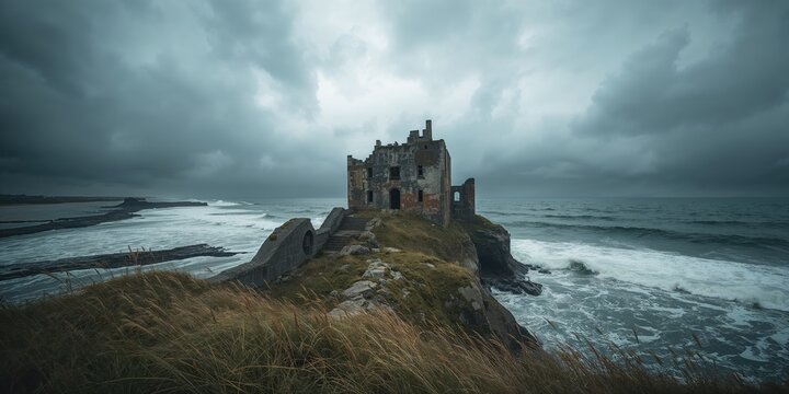 Decay of historic military structures in the Baltic Sea near Liepaja, Latvia, highlighting preservation challenges