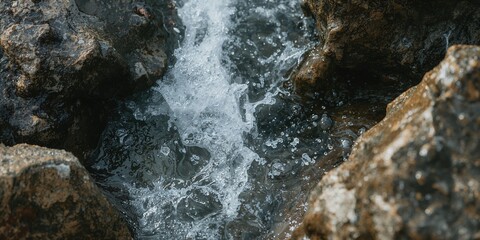 Bubbly rocky water surface, illustrating sediment movement in a natural setting
