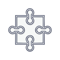 One puzzle piece of a jigsaw with outline in a simple design