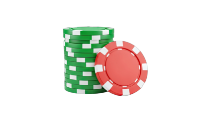Casino Chips Stacked and Isolated on White Background