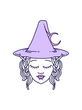 neon light effect animation of Retro Tattoo Style elf mage character face