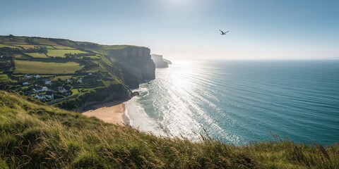 Ridge Cliff near a village, serving as a scenic background for landscape photography, Earth Day