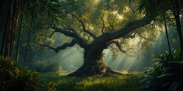 Woodland landscape featuring tall trees serving as a background for conservation efforts