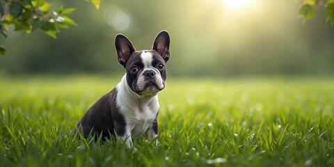 French Bulldog lying on vibrant green grass, highlighting pet comfort during outdoor play