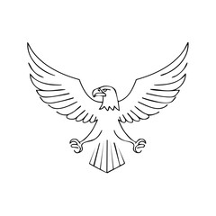 Obraz premium Eagle Wings Spread Vector Illustration Bird of Prey Majestic Emblem Icon Symbol Design