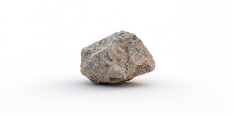 Single rock stone on a plain white surface, ideal for layout or product display
