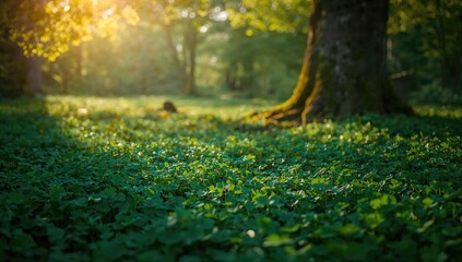 Fototapeta premium Tiny leaves forming intricate textures on a surface, ideal for editorial header backgrounds, World Environment Day