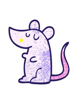 twinkling stars effect animation of grunge textured illustration cartoon mouse