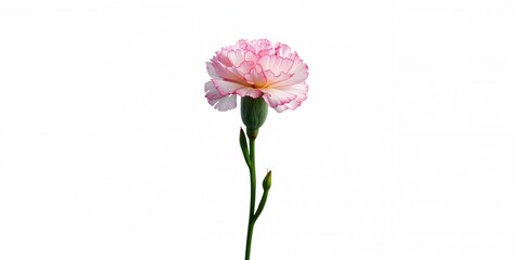 Obraz premium Pink and white carnations isolated on a white background, used in botanical studies, springtime, Earth Day