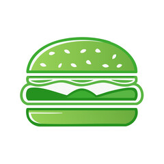 Green burger logo design illustration isolated on white background for food branding