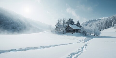 Japanese mountain scene blanketed in snow, highlighting winter landscape for winter season awareness